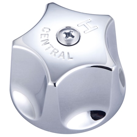 Central Brass Round Fluted Handle With Screw-Hot, Polished Chrome G-398-H